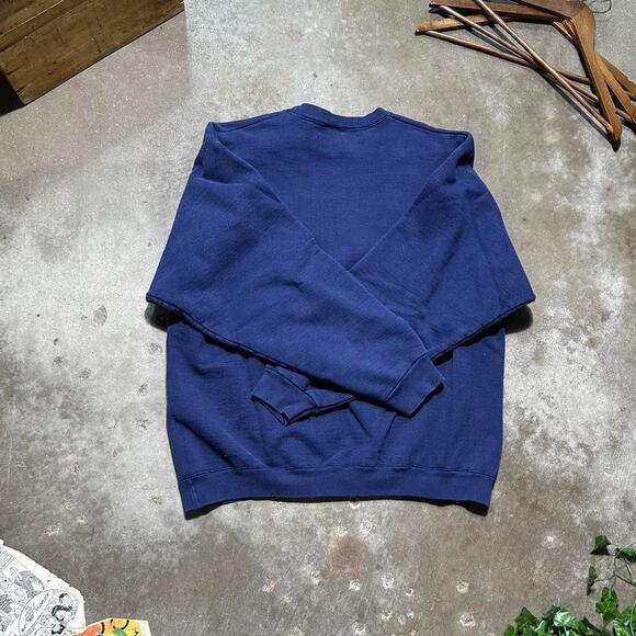 Vintage 90 George Washington Crewneck Mens Large Faded Navy Blue Sweatshirt - Picture 3 of 4